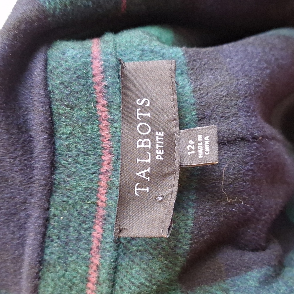NWOT Talbots Double Face Wool Blend Tartan Coat Blue Green Size 12 Petite - Picture 9 of 14